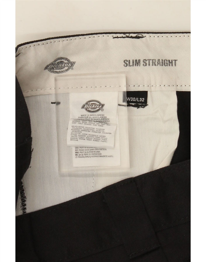 Dickies Mens Slim Straight Chino Trousers W30 L32 Black Polyester