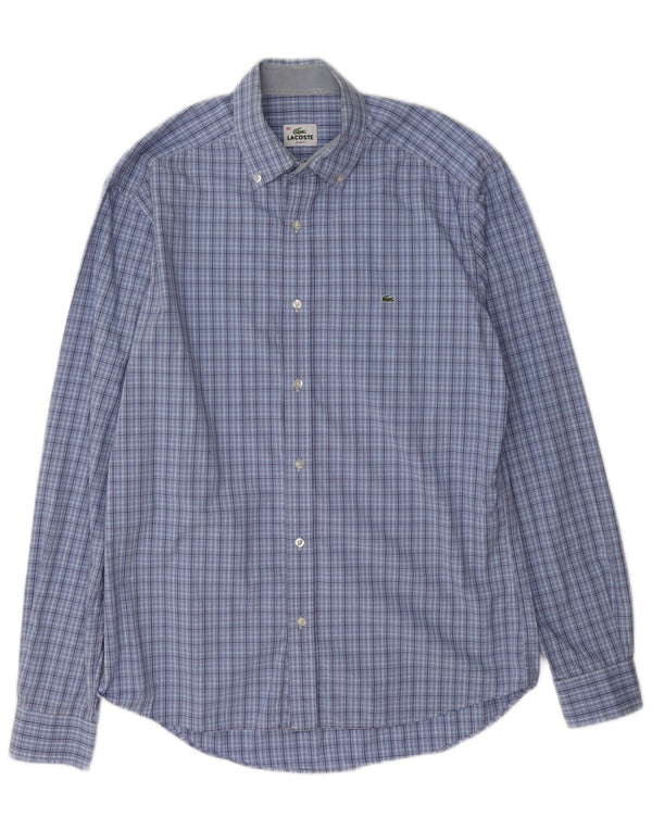 Lacoste Mens Slim Fit Shirt Size 40 Medium Blue Check