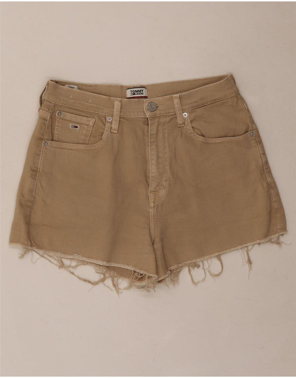 Tommy Hilfiger Womens High Waist Denim Shorts W27 Small  Beige Cotton