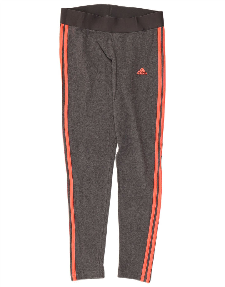 ADIDAS Womens Leggings UK 12/14 Medium  Grey Cotton
