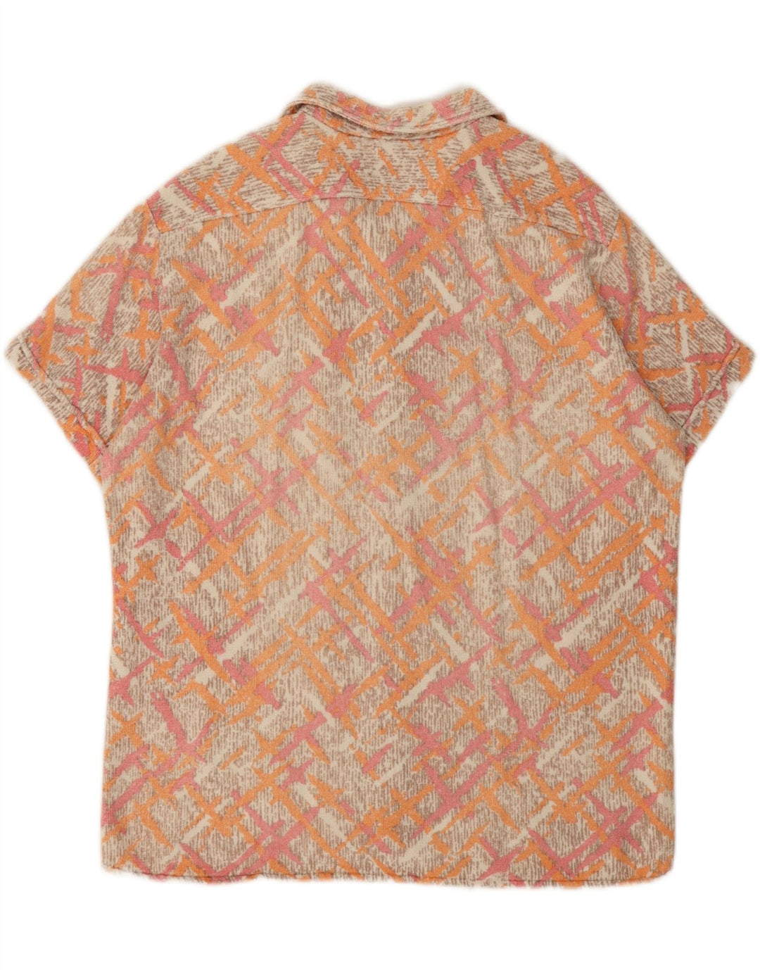 SOHAJ Mens Fleece Short Sleeve Shirt Large Orange Geometric Vintage Sohaj and Second-Hand Sohaj from Messina Hembry 