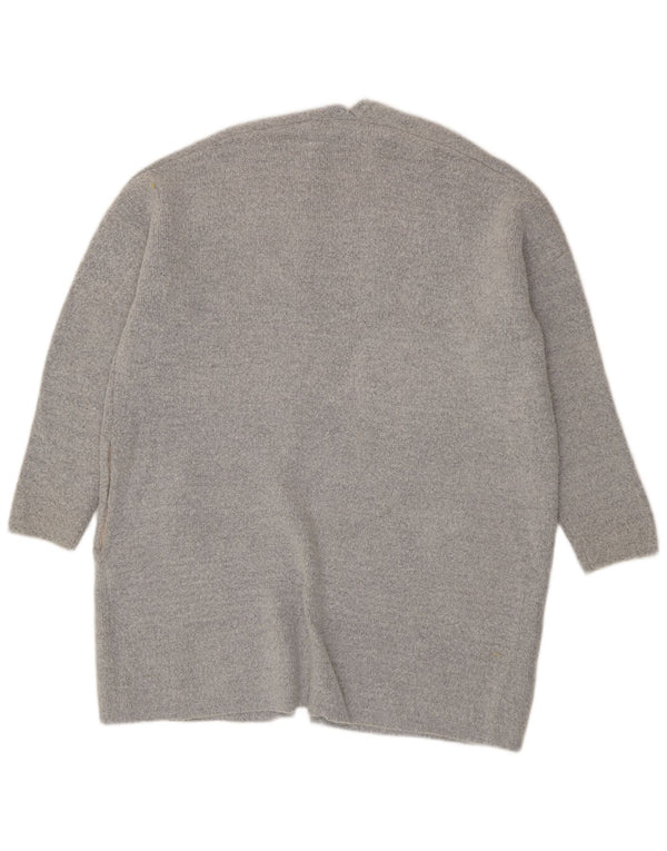 Oasis Womens Oversized Open Cardigan Sweater UK 16 Large Grey Acrylic