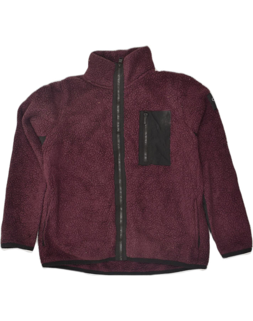 CALVIN KLEIN Womens Fleece Jacket UK 18 XL Maroon Polyester | Vintage Calvin Klein | Thrift | Second-Hand Calvin Klein | Used Clothing | Messina Hembry 