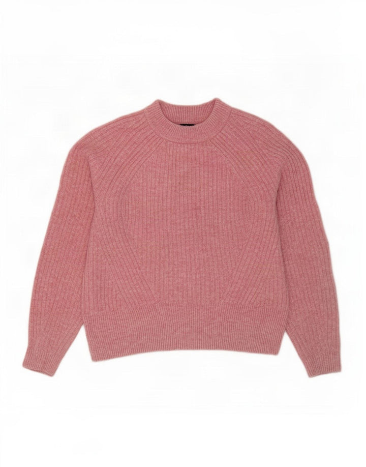 Marks & Spencer Womens Oversized Crew Neck Jumper Sweater UK 10 Small Pink
