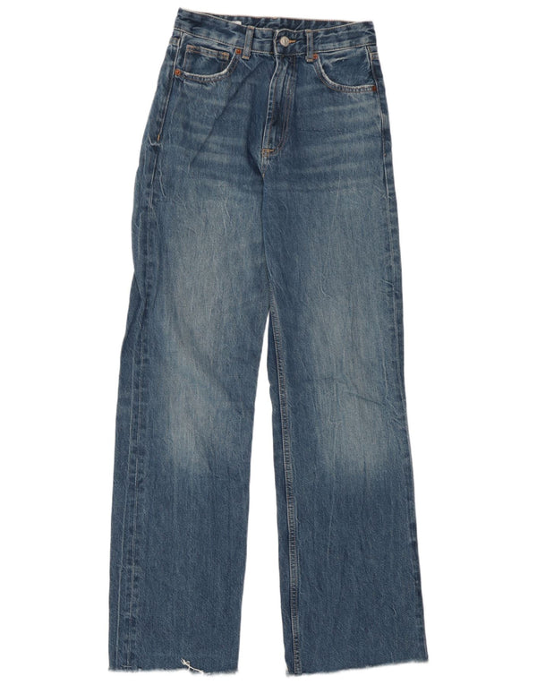 Zara Womens High Waist Wide Leg Jeans EU 36 XS W26 L32 Blue