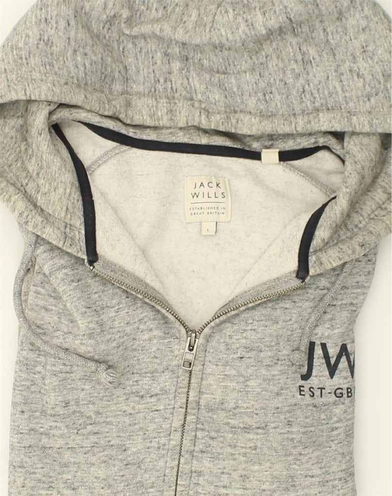 JACK WILLS Mens Graphic Zip Hoodie Sweater Large Grey Cotton | Vintage Jack Wills | Thrift | Second-Hand Jack Wills | Used Clothing | Messina Hembry 