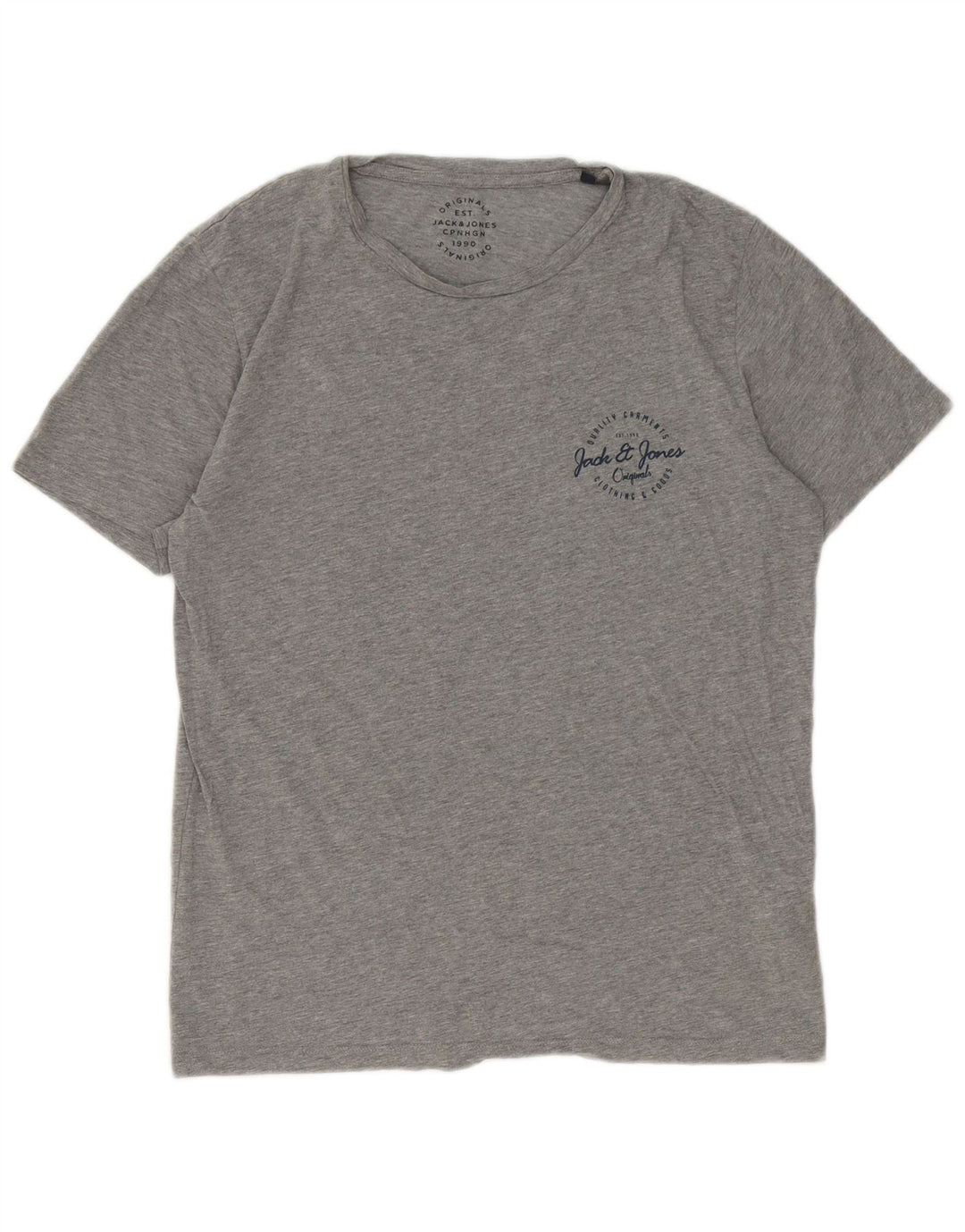 Jack & Jones Mens T-Shirt Top Large Grey Flecked Cotton