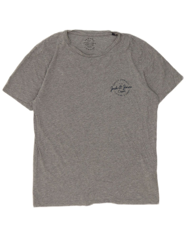 Jack & Jones Mens T-Shirt Top Large Grey Flecked Cotton
