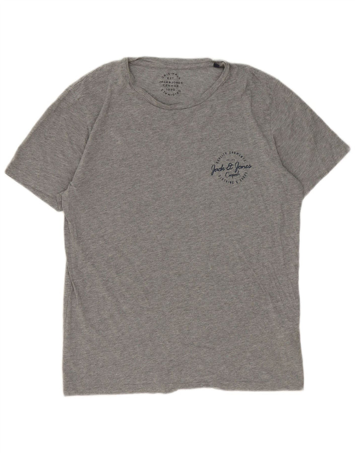 Jack & Jones Mens T-Shirt Top Large Grey Flecked Cotton