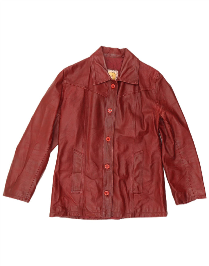 Bayside Womens Leather Jacket UK 14 Large Burgundy Leather