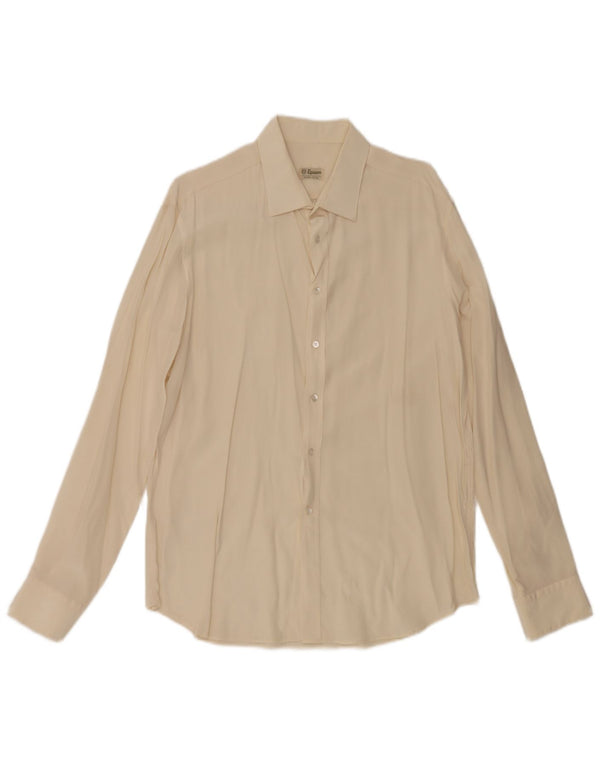 Epsom Mens Shirt Medium Off White Silk