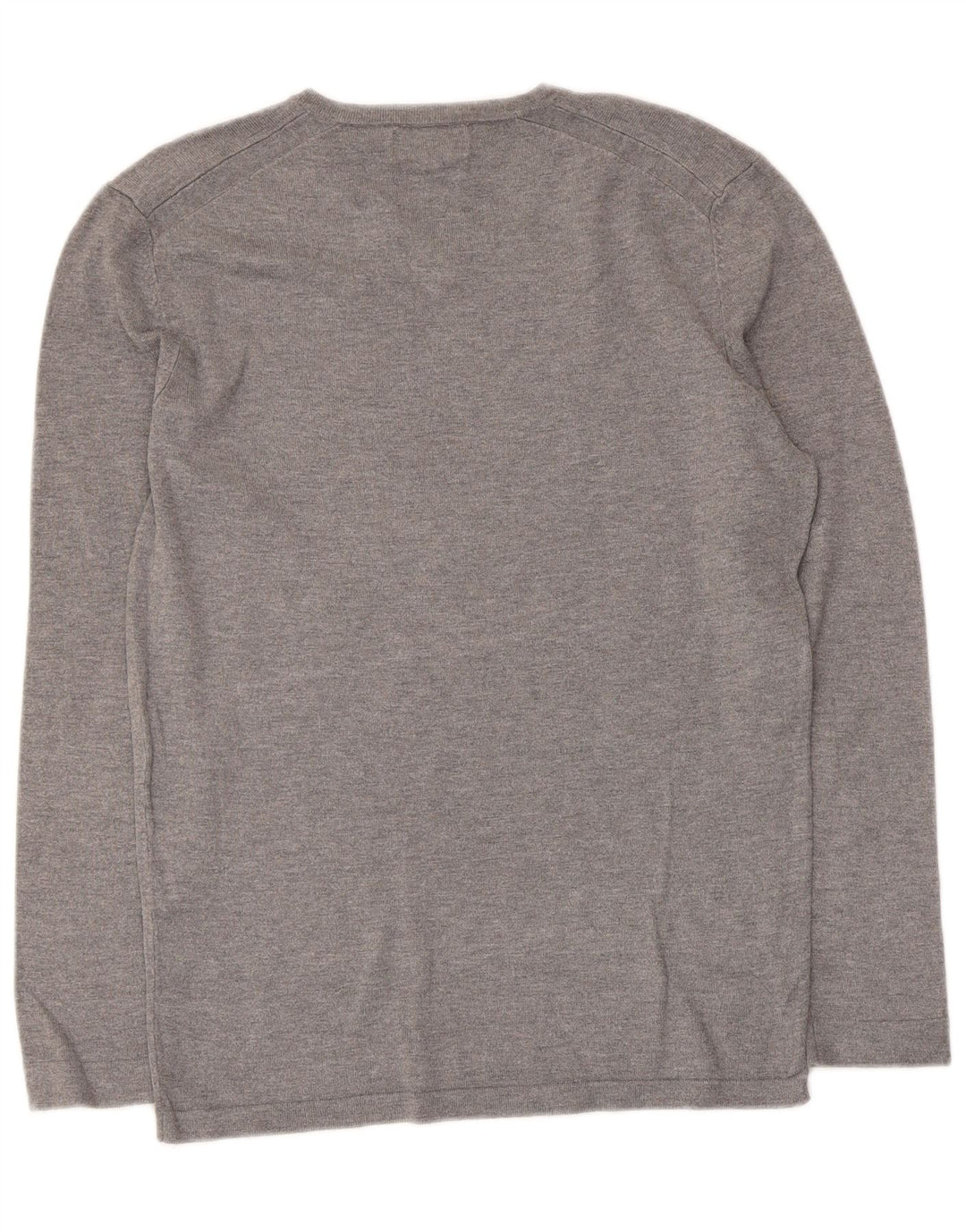 Zara Mens V-Neck Jumper Sweater Small Grey Viscose