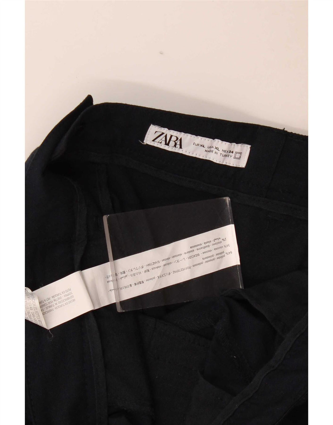 Zara Mens Slim Chino Trousers XL W34 L29 Navy Blue Polyester
