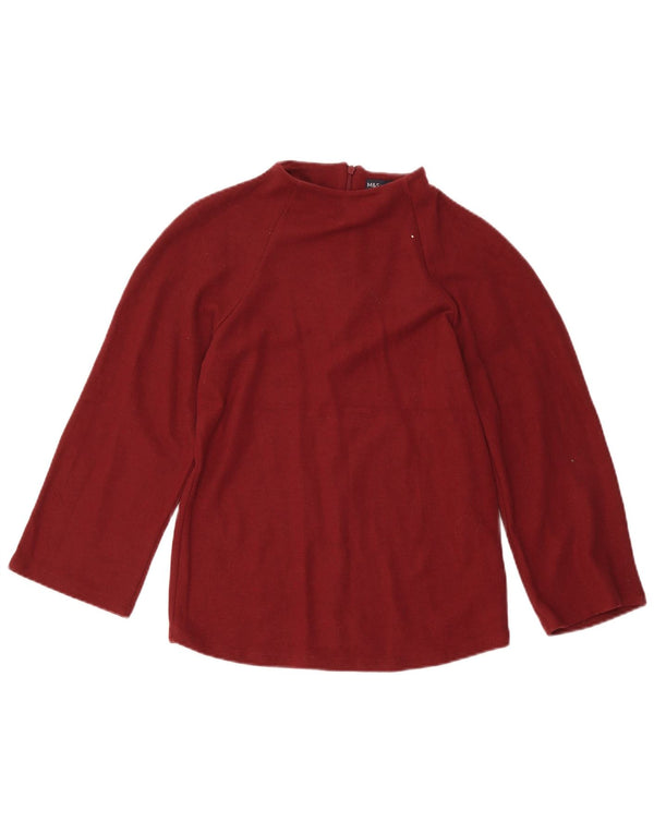 Marks & Spencer Womens Top 3/4 Sleeve UK 8 Small Burgundy Polyester