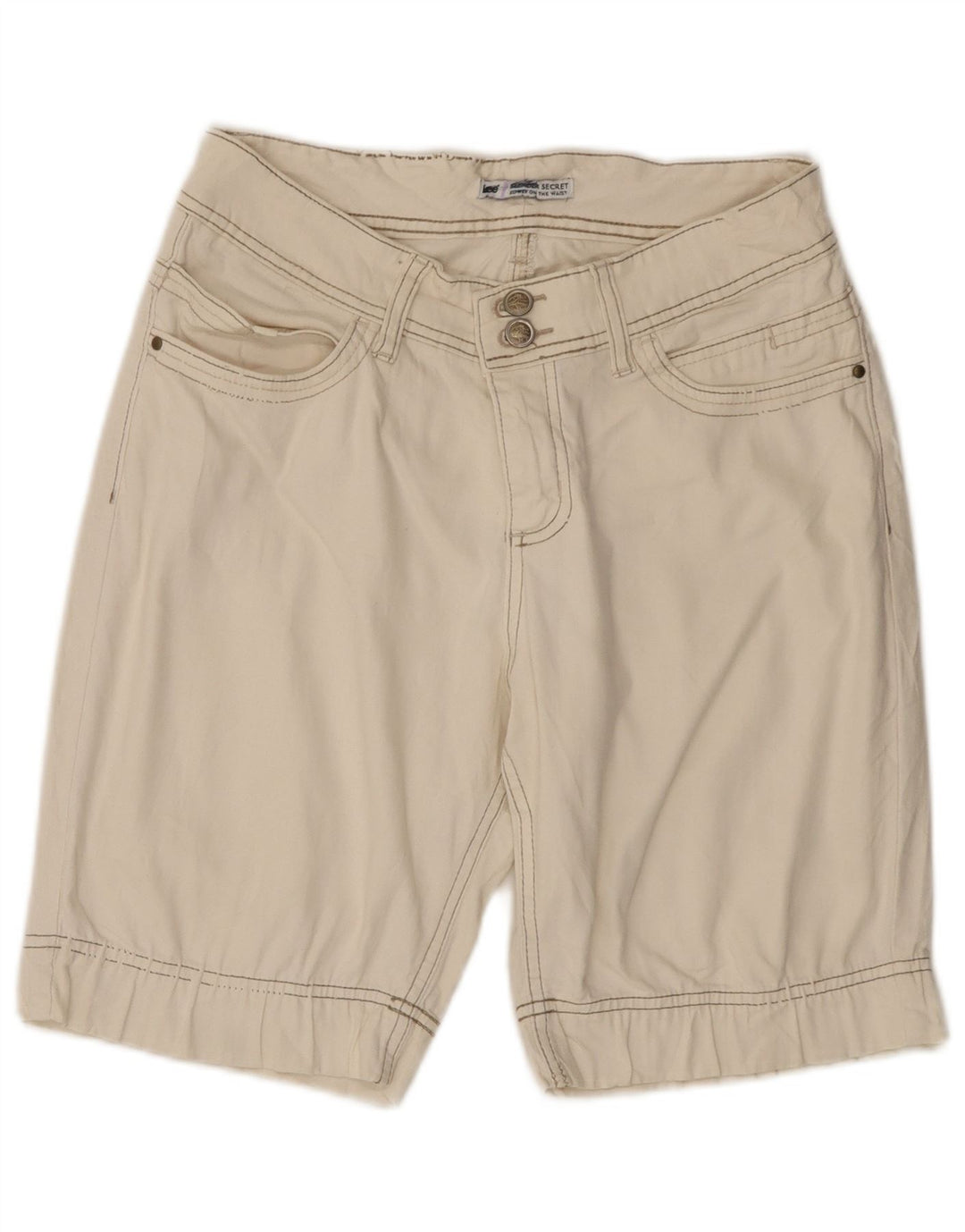 LEE Womens Slender Secret Casual Shorts US 8 Medium W28 White Cotton