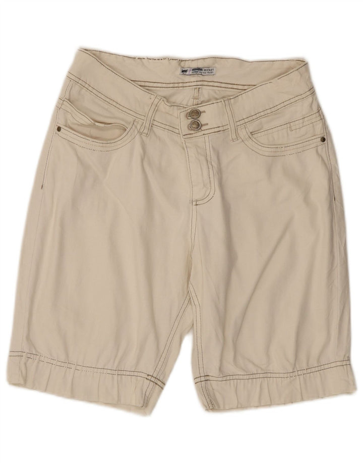 LEE Womens Slender Secret Casual Shorts US 8 Medium W28 White Cotton