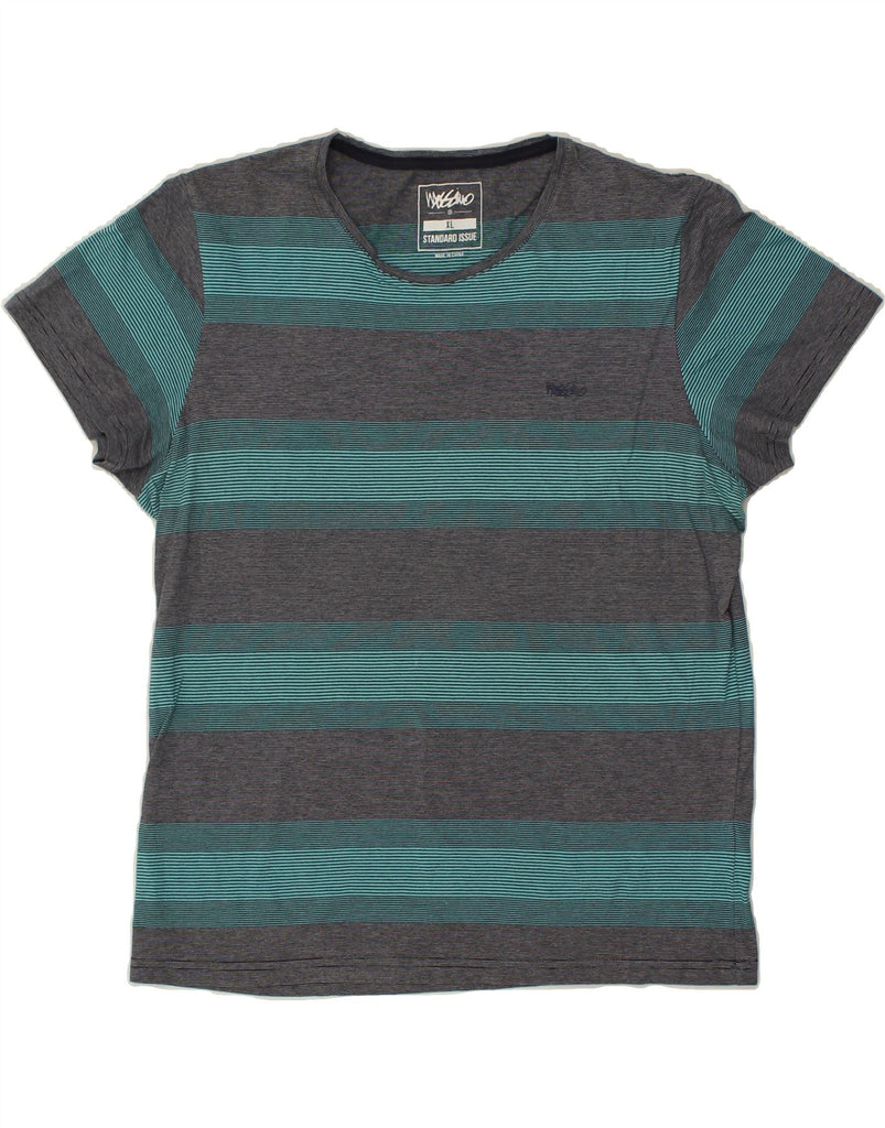 MOSSIMO Mens T-Shirt Top XL Grey Striped | Vintage Mossimo | Thrift | Second-Hand Mossimo | Used Clothing | Messina Hembry 