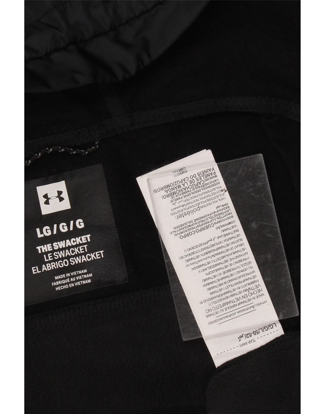 UNDER ARMOUR Mens Zip Hoodie Sweater Large Black Colourblock Polyester