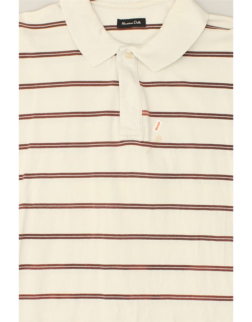 MASSIMO DUTTI Mens Slim Polo Shirt XL White Striped | Vintage Massimo Dutti | Thrift | Second-Hand Massimo Dutti | Used Clothing | Messina Hembry 