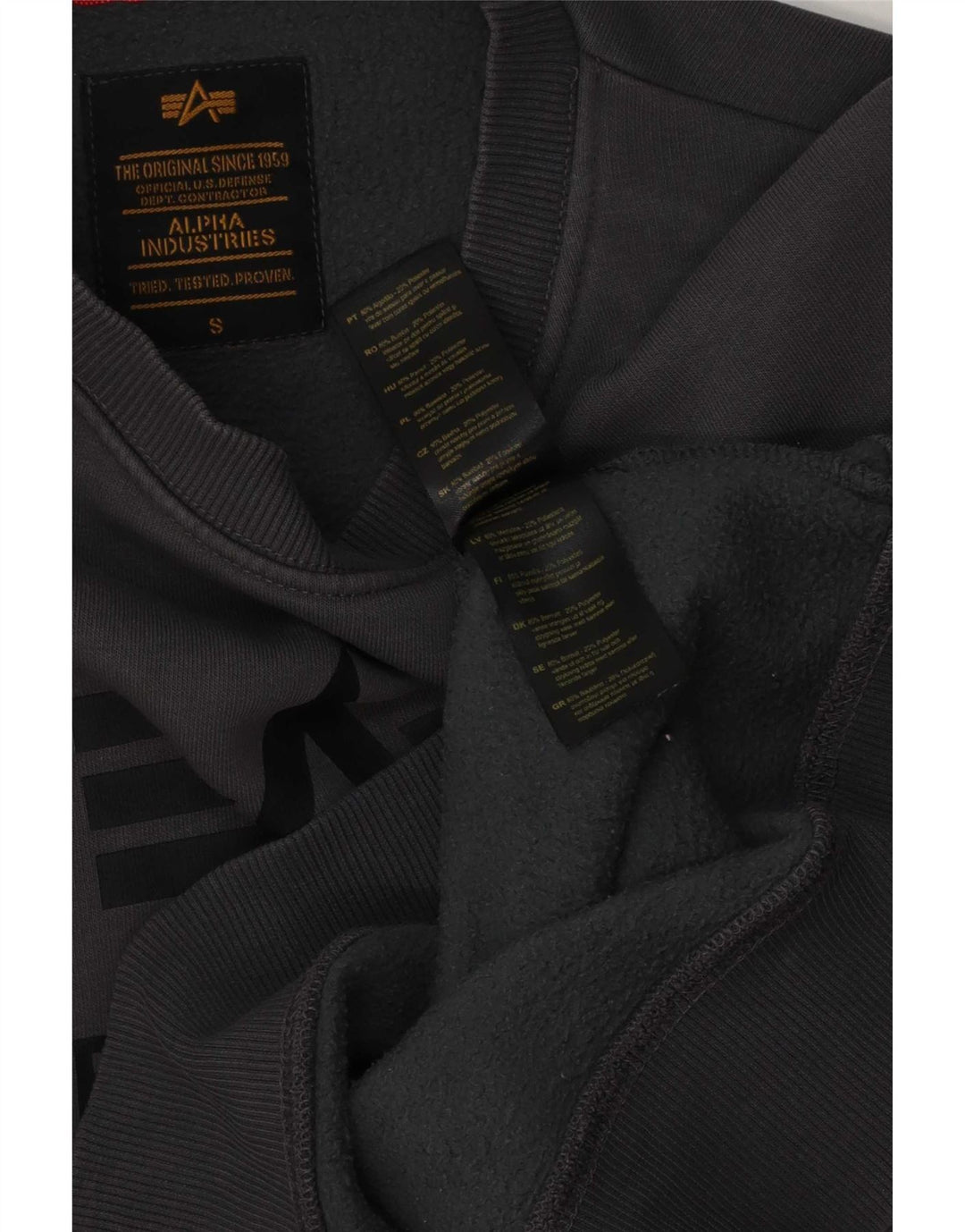 Alpha Industries Mens Graphic Sweatshirt Jumper Small Grey Cotton