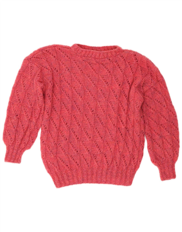 Vintage Womens Crew Neck Jumper Sweater UK 14 Medium Pink