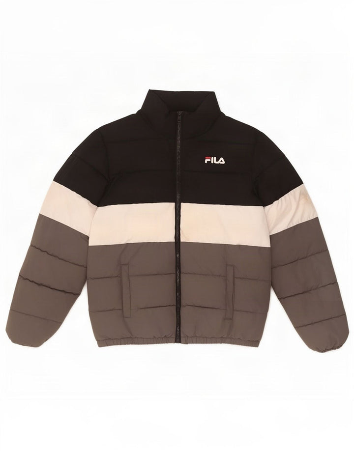 Fila Boys Graphic Padded Jacket 12-13 Years Black Colourblock Polyester