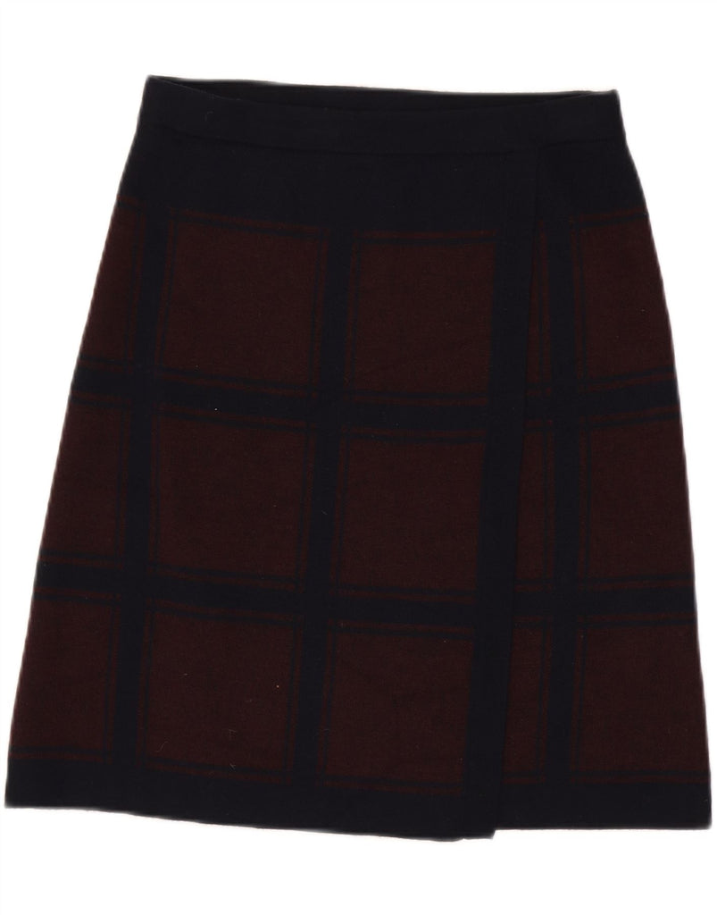 PHASE EIGHT Womens Wrap Skirt UK 10 Small W28  Navy Blue Plaid Wool Vintage Phase Eight and Second-Hand Phase Eight from Messina Hembry 