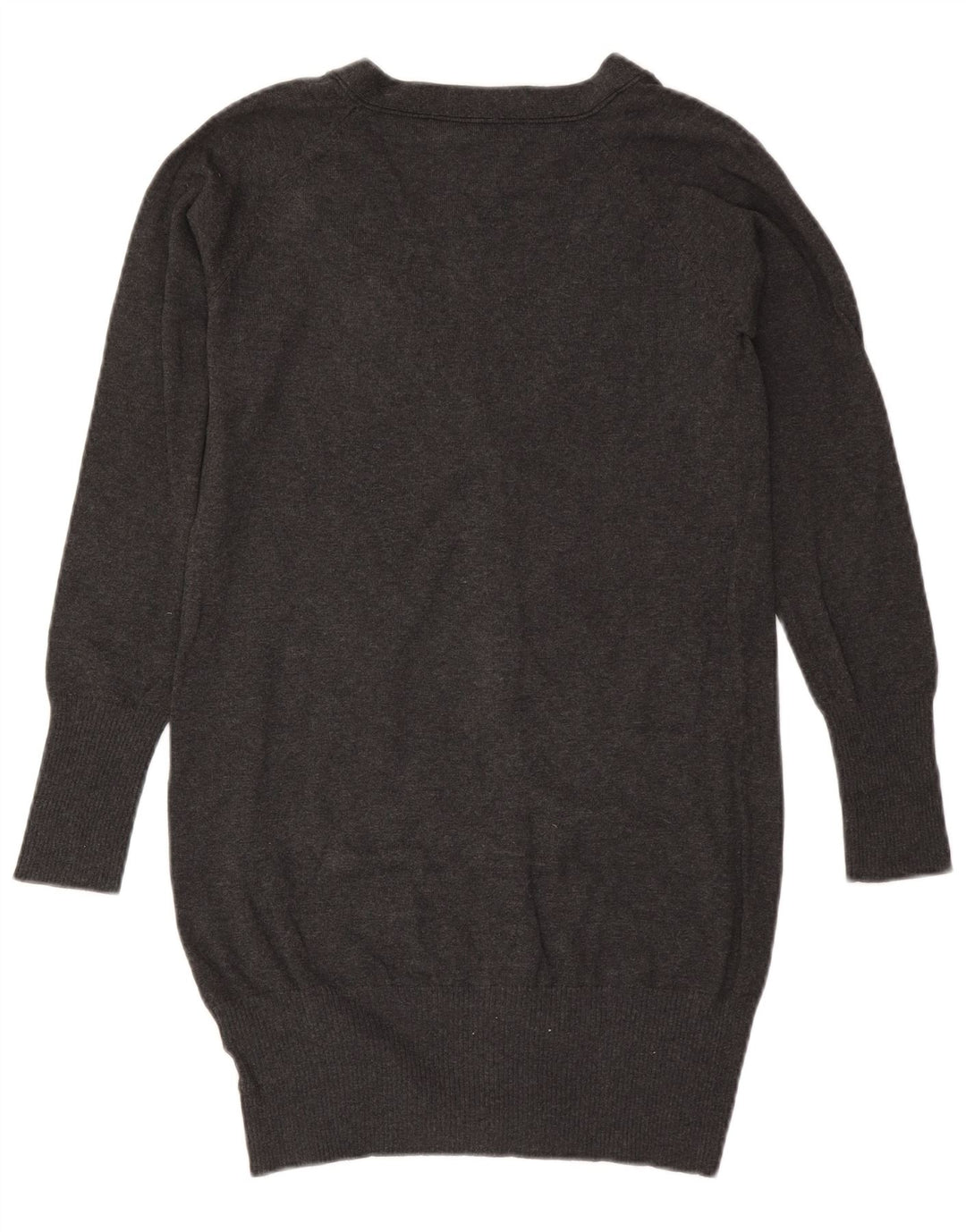 ZARA Womens Longline Cardigan Sweater UK 14 Large Grey Cotton