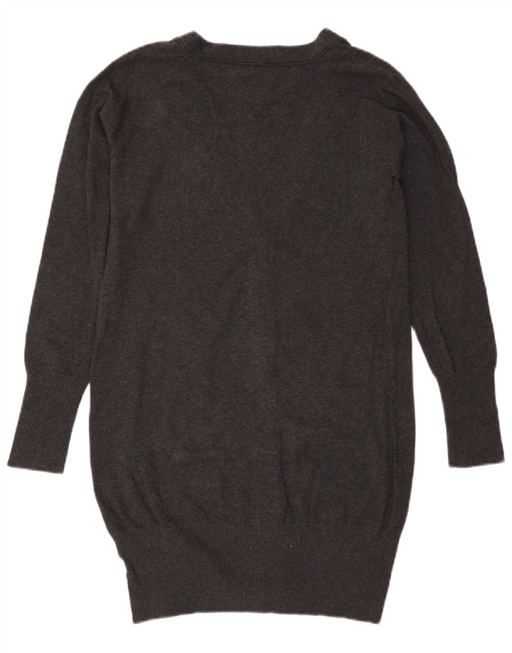 ZARA Womens Longline Cardigan Sweater UK 14 Large Grey Cotton