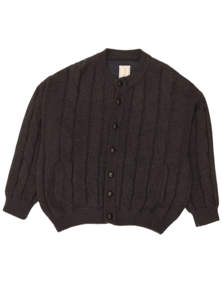 Vintage Mens Cardigan Sweater 2XL Grey Wool