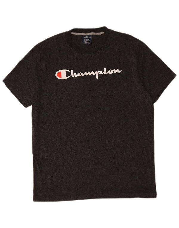 CHAMPION Mens Graphic T-Shirt Top Medium Black Flecked