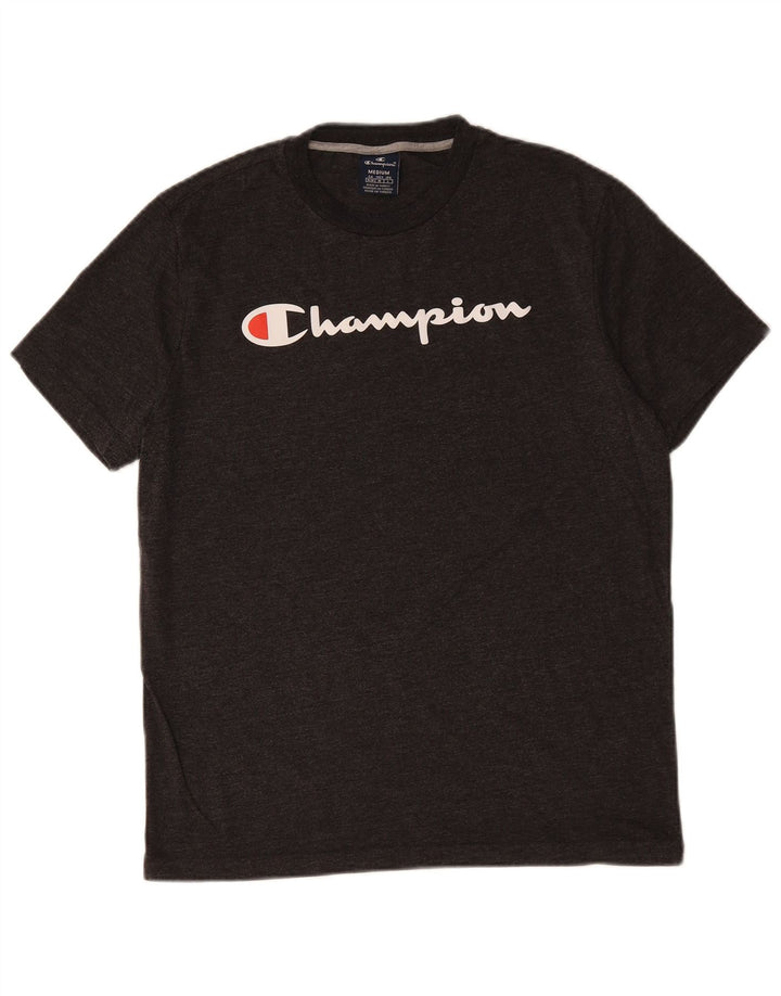 CHAMPION Mens Graphic T-Shirt Top Medium Black Flecked