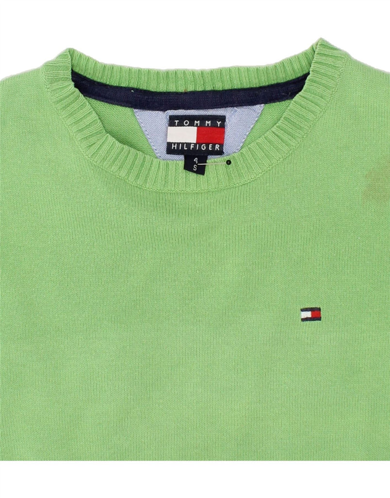 TOMMY HILFIGER Boys Crew Neck Jumper Sweater 3-4 Years Small Green Cotton Vintage Tommy Hilfiger and Second-Hand Tommy Hilfiger from Messina Hembry 