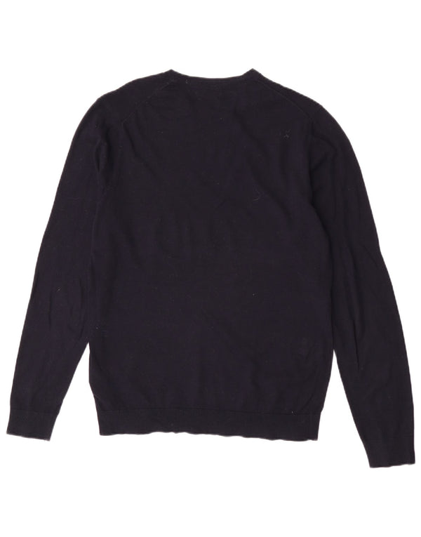 Massimo Dutti Mens Crew Neck Jumper Sweater Medium Navy Blue Cotton
