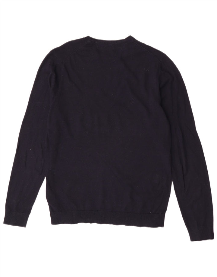 Massimo Dutti Mens Crew Neck Jumper Sweater Medium Navy Blue Cotton