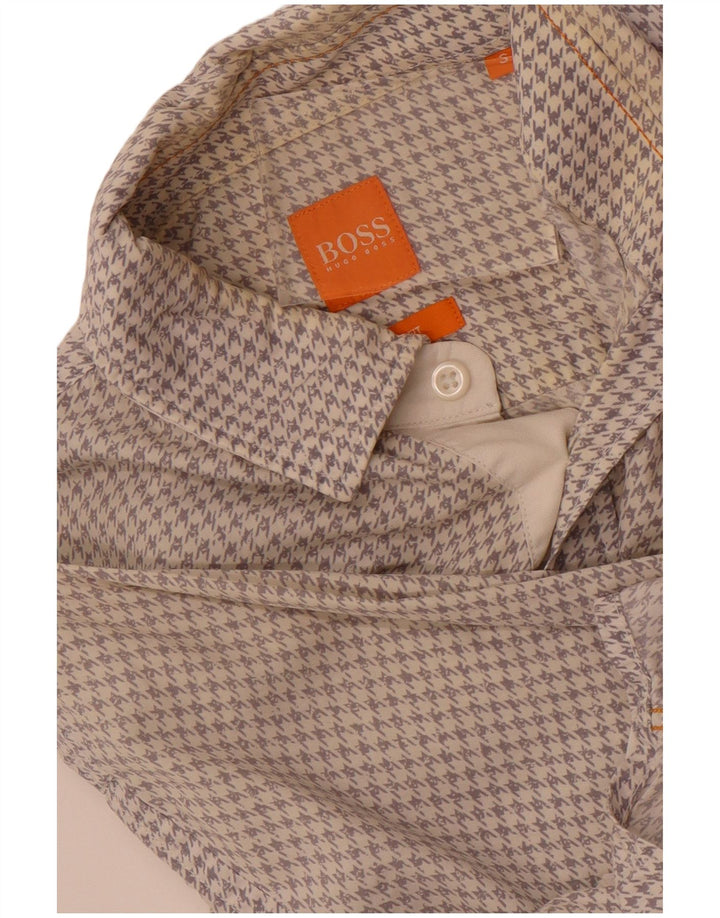 Hugo Boss Mens Slim Fit Shirt Small White Houndstooth