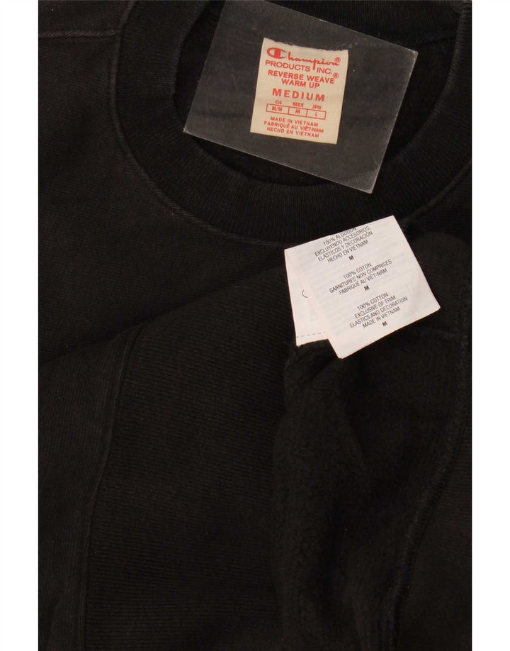 Champion Mens Reverse Weave Sweatshirt Jumper Medium Black Cotton