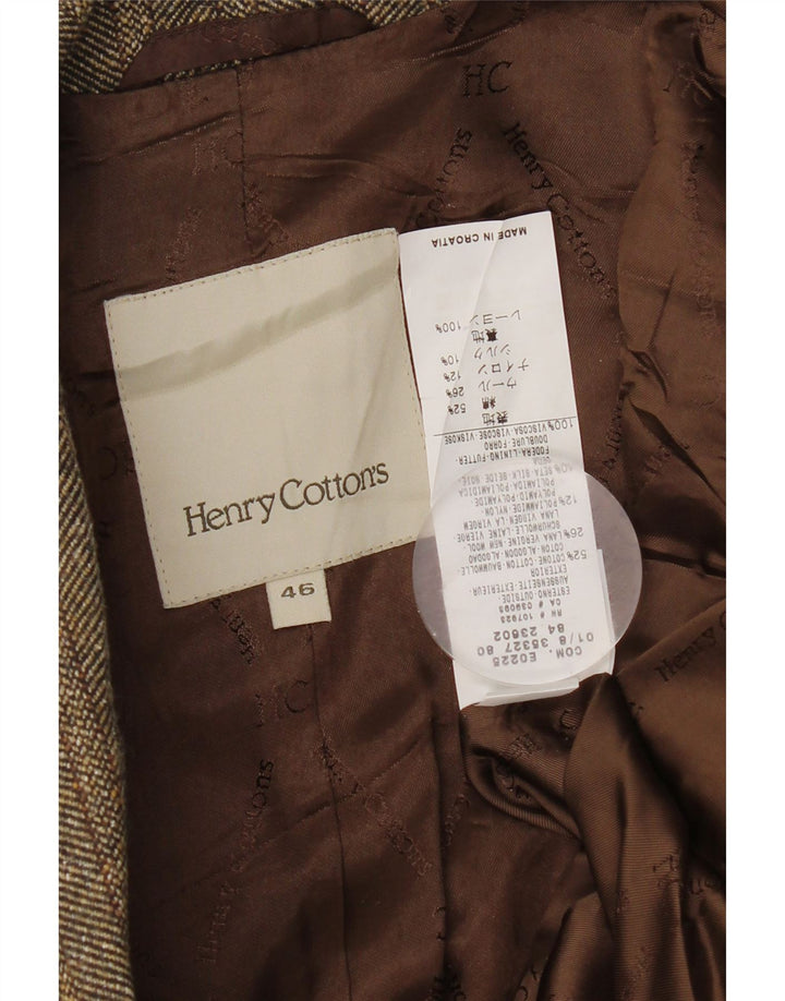 Henry s Womens 2 Button Blazer Jacket IT 46 Large Brown Herringbone