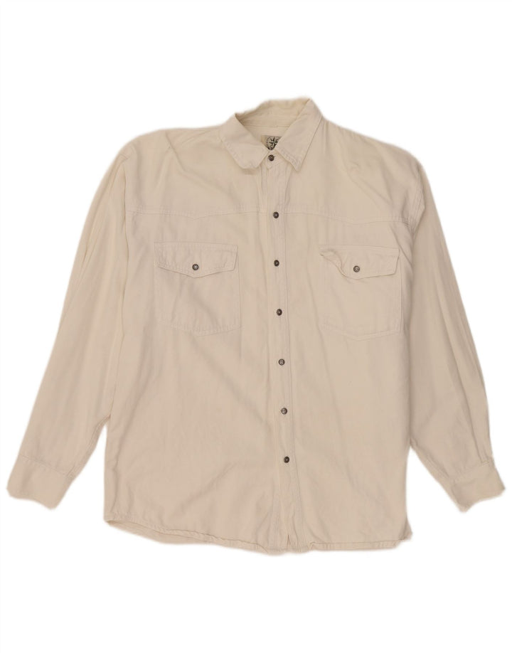 Anyway Mens Denim Shirt Large Off White Cotton