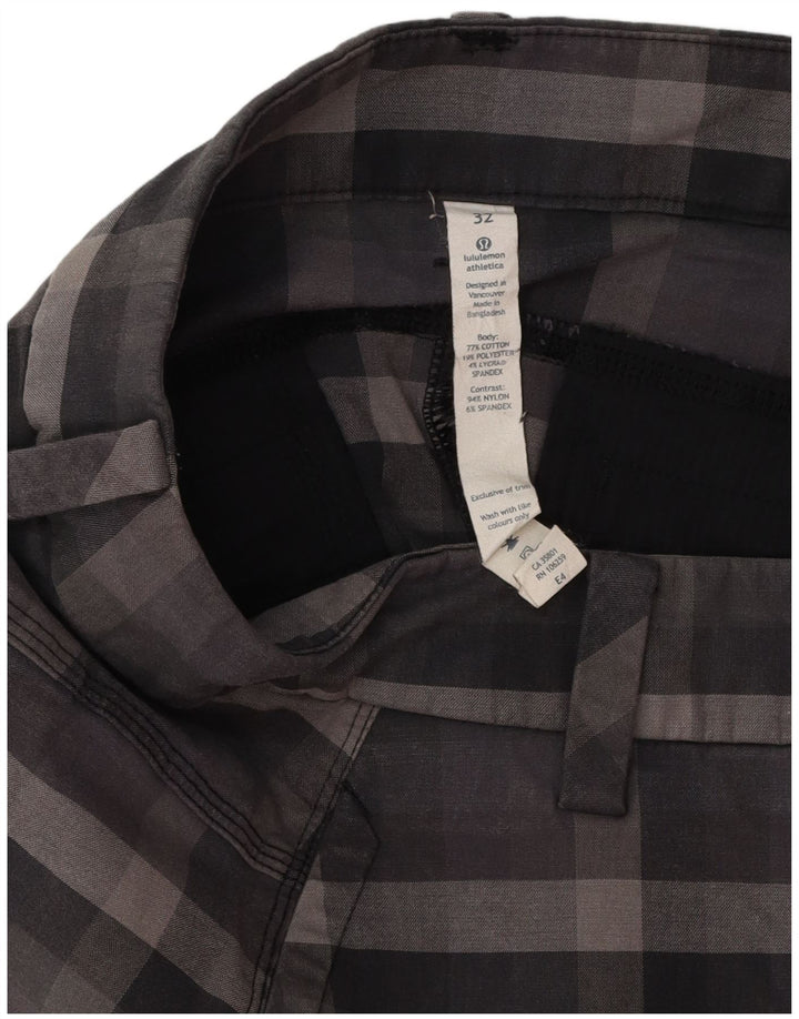 Lululemon Mens Chino Shorts W32 Large Grey Check Cotton