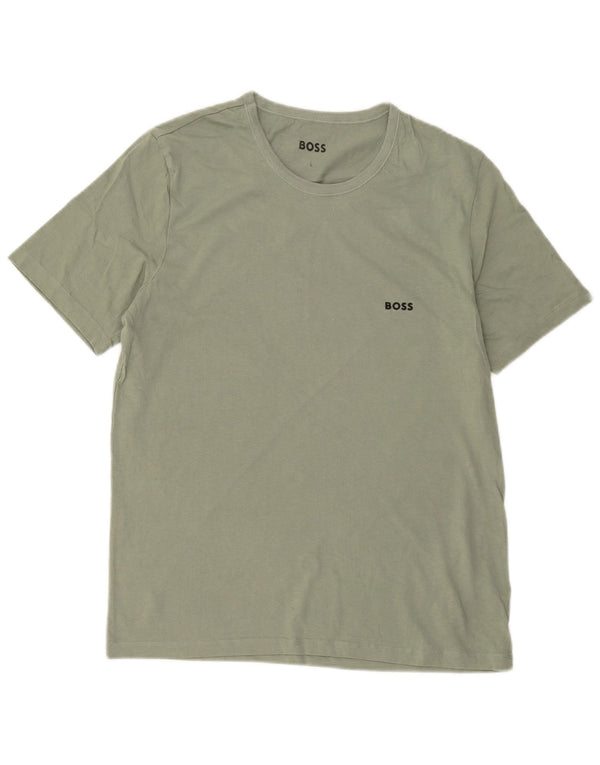 Hugo Boss Womens T-Shirt Top UK 16 Large Green Cotton
