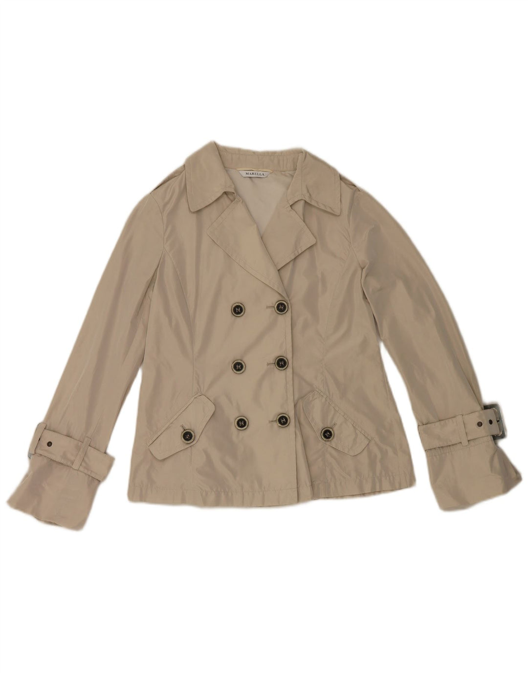 Marella Womens Short Trench Coat UK 14 Large Beige Polyester