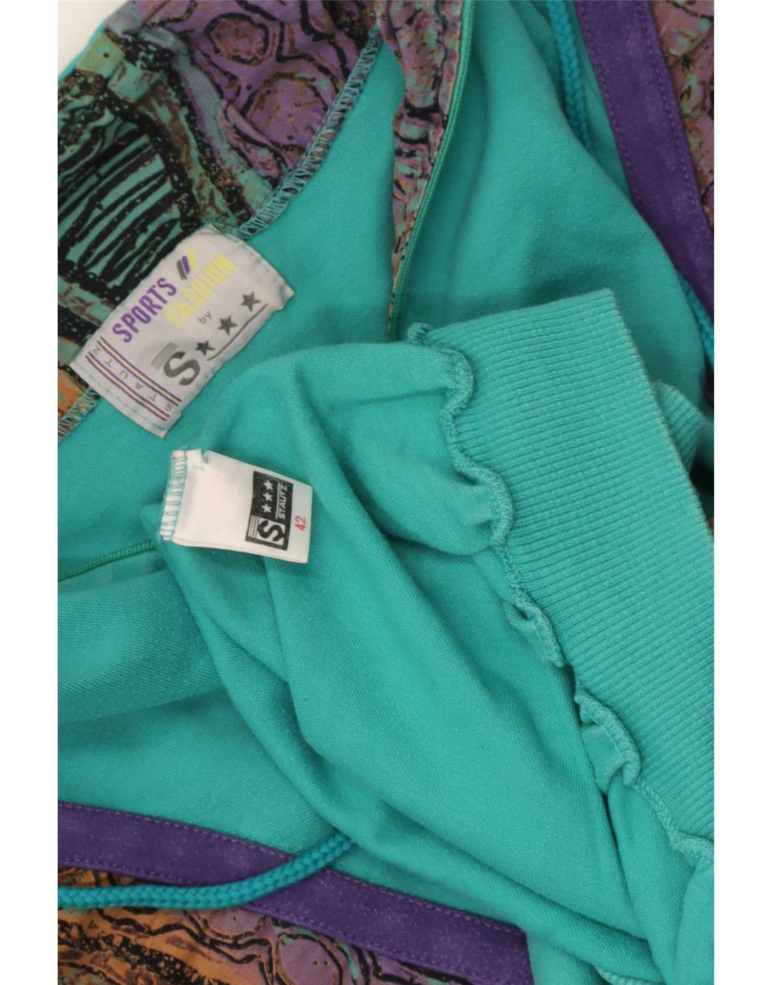 Vintage Womens Abstract Pattern Sweatshirt Jumper IT 42 Medium Blue