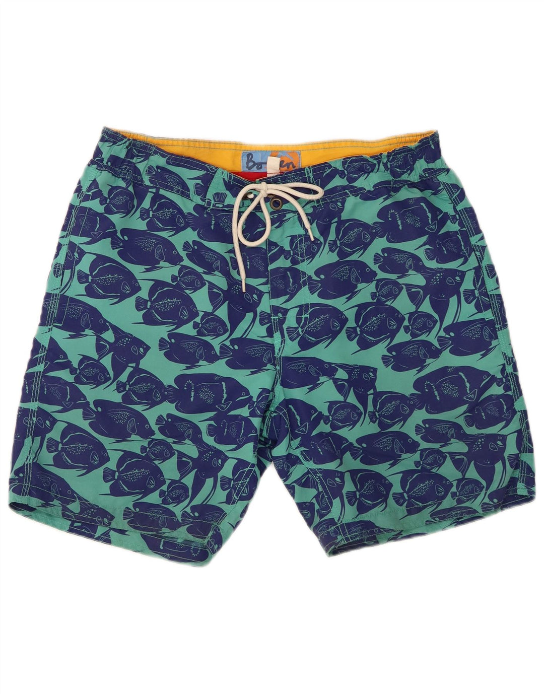Boden Mens Abstract Pattern Swimming Shorts Medium Blue Polyester