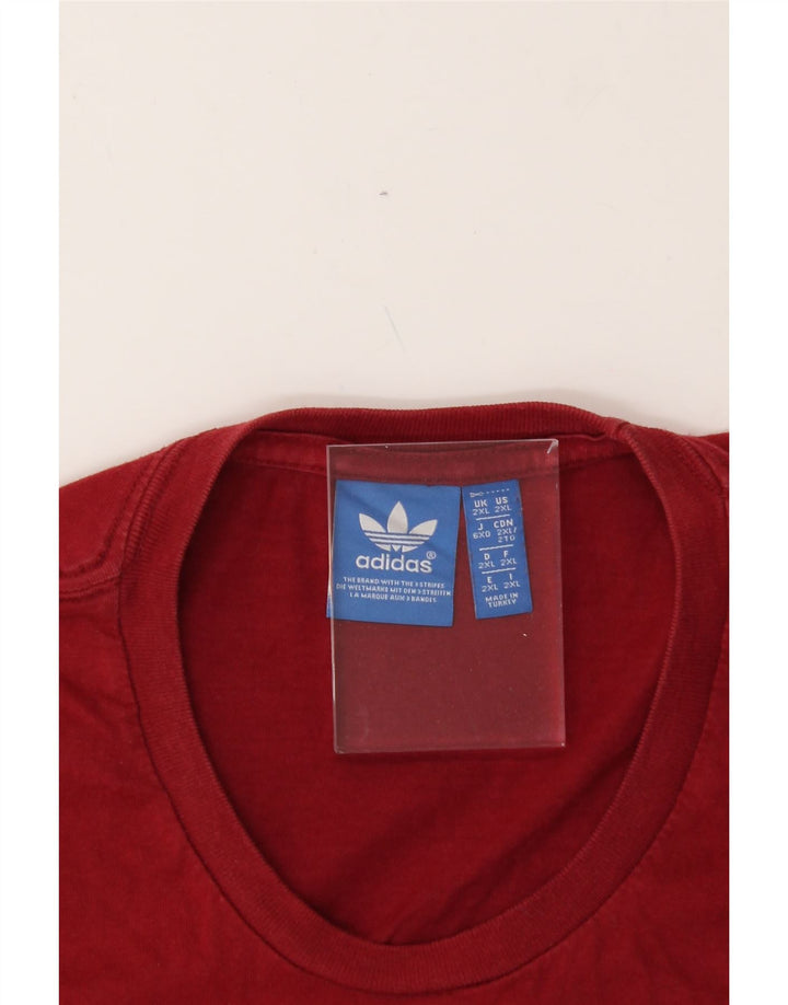ADIDAS Mens Graphic T-Shirt Top 2XL Red Vintage Adidas and Second-Hand Adidas from Messina Hembry 