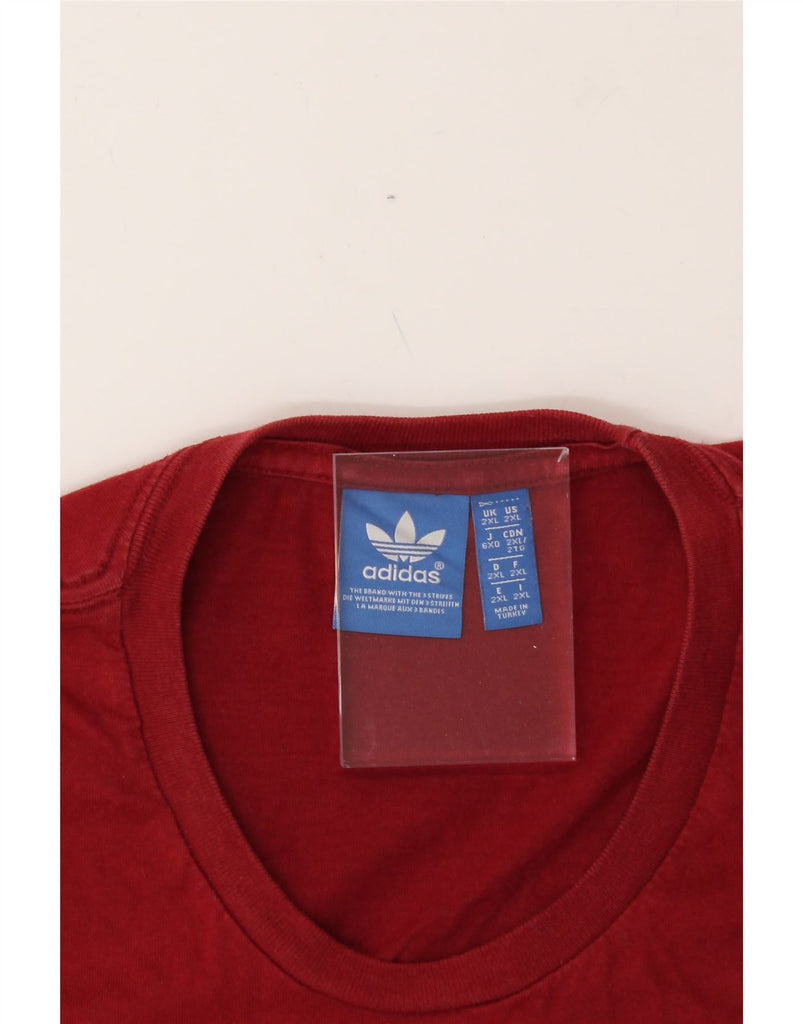 ADIDAS Mens Graphic T-Shirt Top 2XL Red Vintage Adidas and Second-Hand Adidas from Messina Hembry 