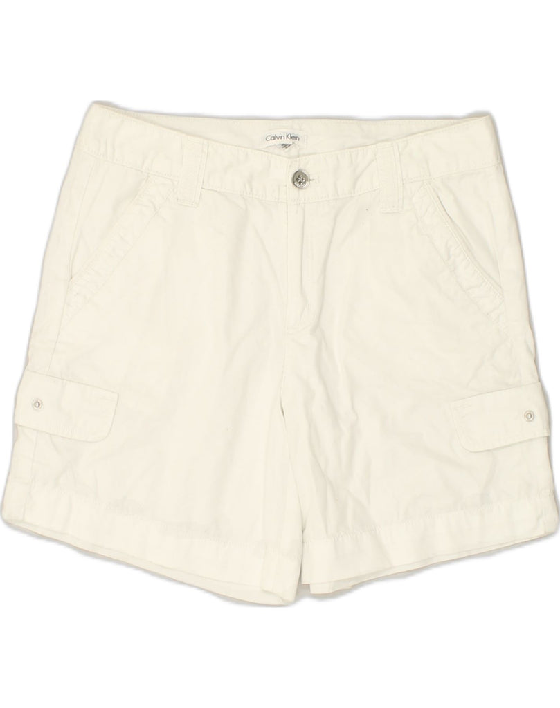 CALVIN KLEIN Womens Cargo Shorts US 6 Medium W30  White Cotton | Vintage Calvin Klein | Thrift | Second-Hand Calvin Klein | Used Clothing | Messina Hembry 