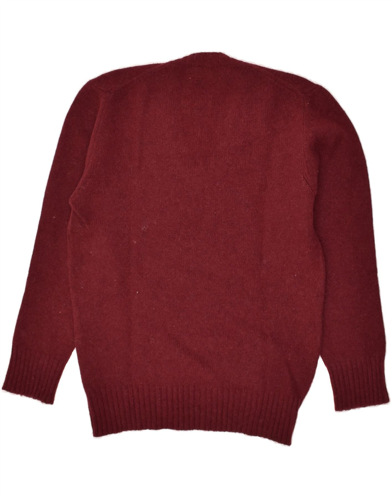 VINTAGE Womens V-Neck Jumper Sweater UK 14 Medium Burgundy Wool | Vintage Vintage | Thrift | Second-Hand Vintage | Used Clothing | Messina Hembry 