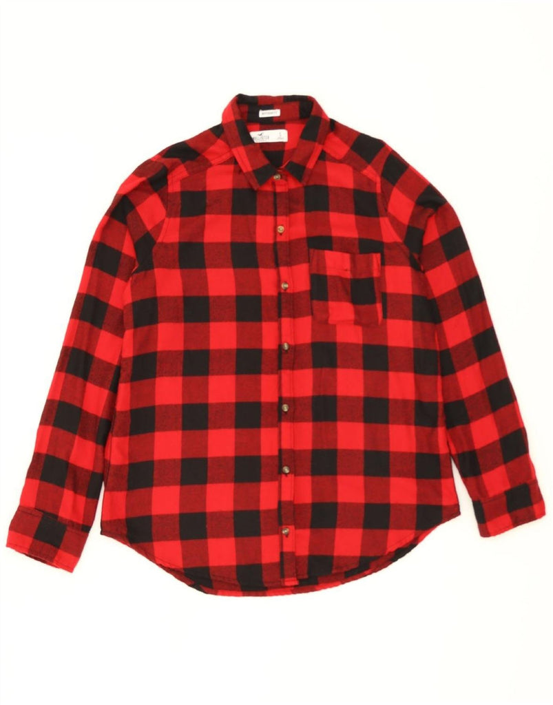 HOLLISTER Womens Boyfriend Fit Flannel Shirt UK 10 Small Red Check Vintage Hollister and Second-Hand Hollister from Messina Hembry 
