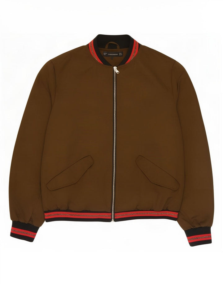 Zara Womens Bomber Jacket UK 16 Large Khaki Polyester